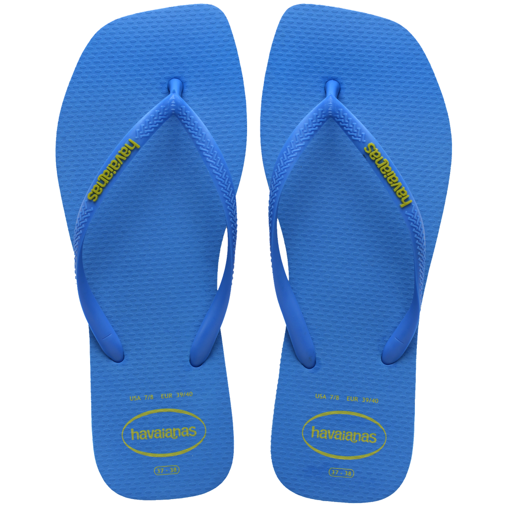 Women's Slim Square Logo Pop Up Flip Flops - BRILLIANT BLUE