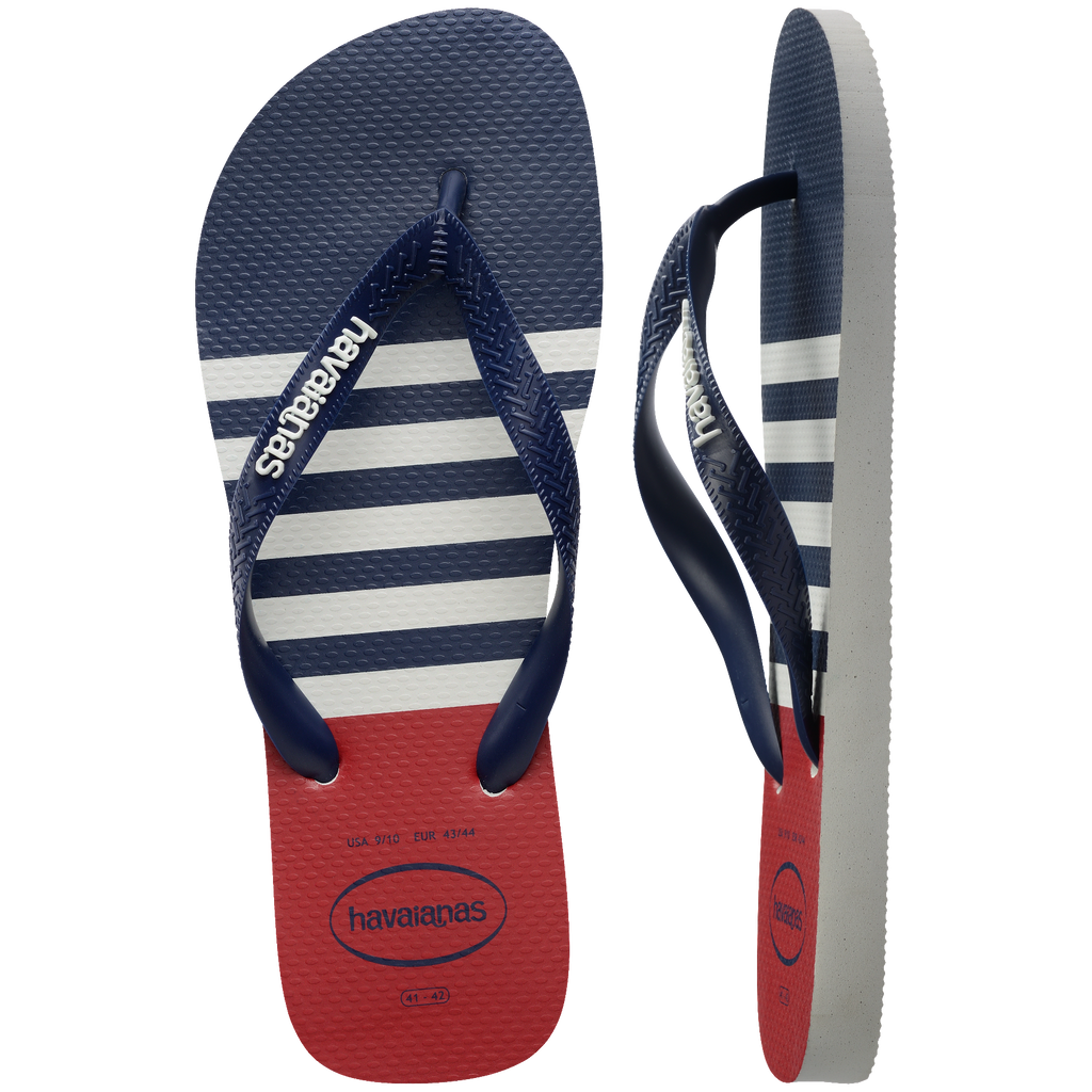 Men's Top Nautical Flip Flops - White/Navy/Red Apache