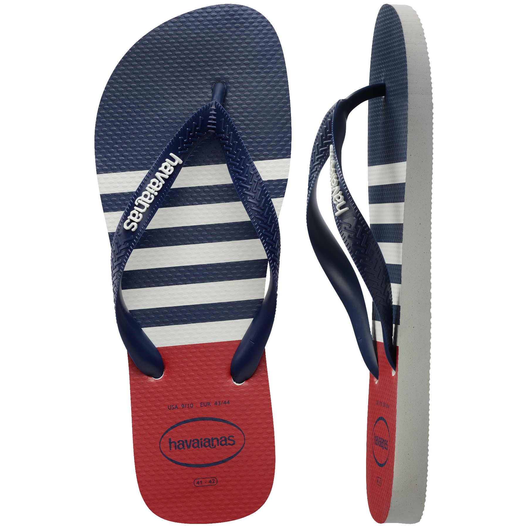 Men's Top Nautical Flip Flops - White/Navy/Red Apache
