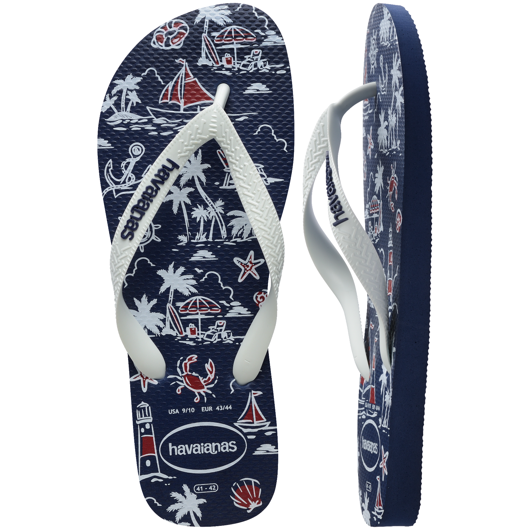 Men's Top Nautical Flip Flops - Navy/Navy/White