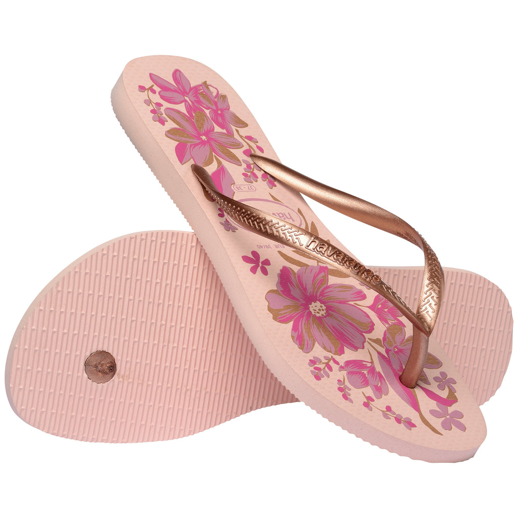 Women's Slim Organic Flip Flops - Pink/Gold