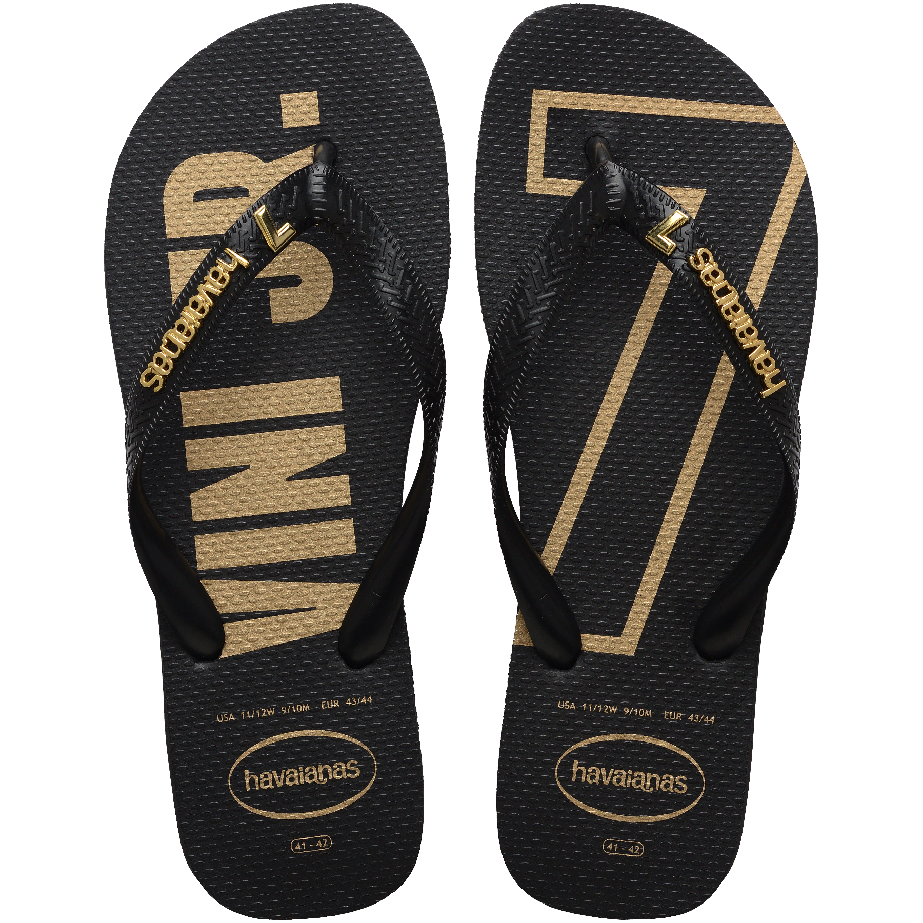 Women's Vini Jr. Golden Top Flip Flops - Black