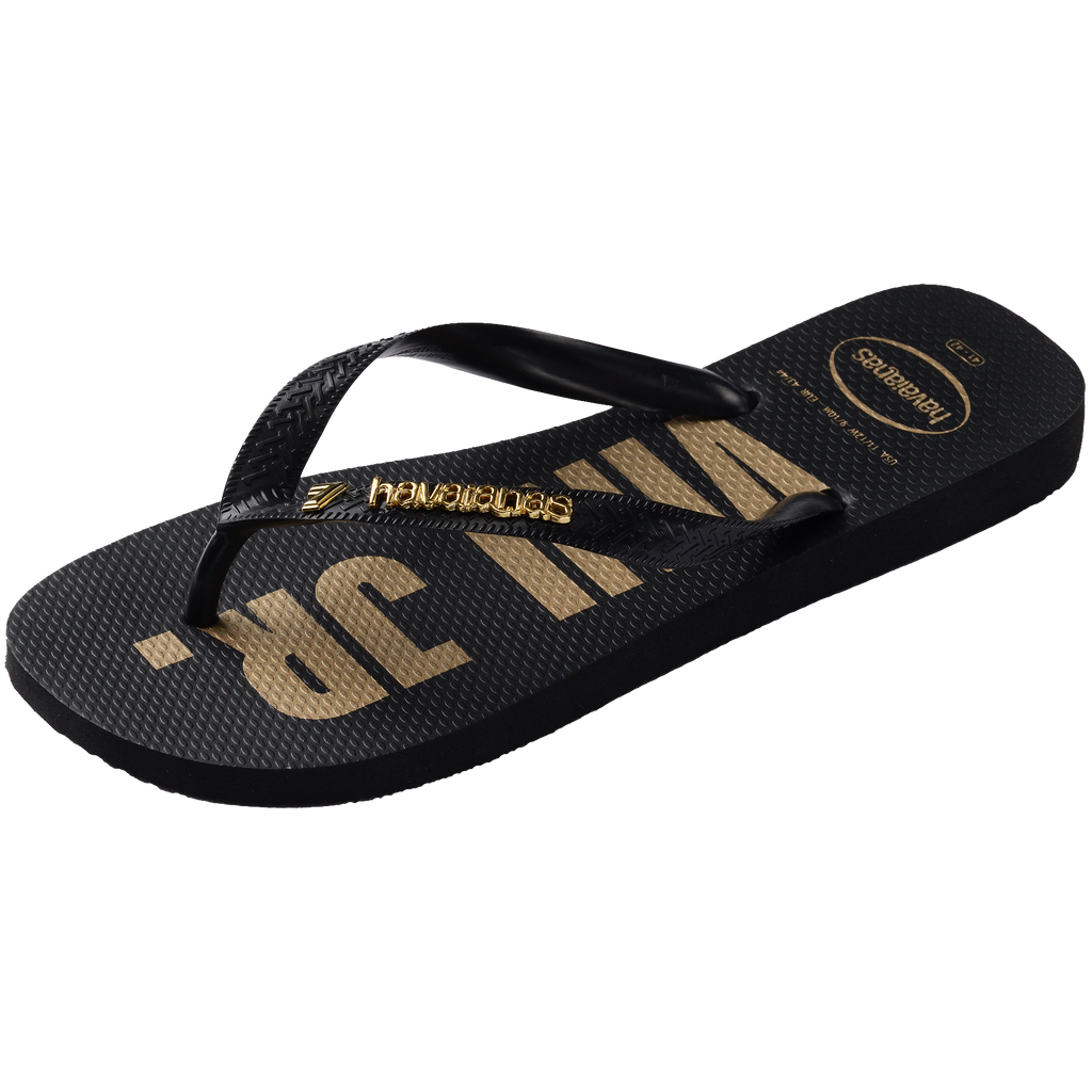 Men's Vini Jr. Golden Top Flip Flops - Black