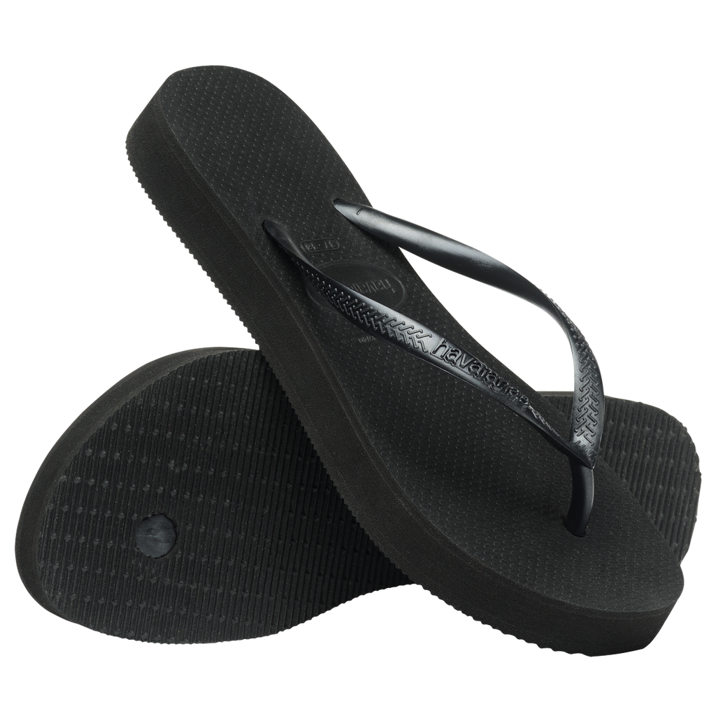 Women's Slim Flatform Flip Flops - Black