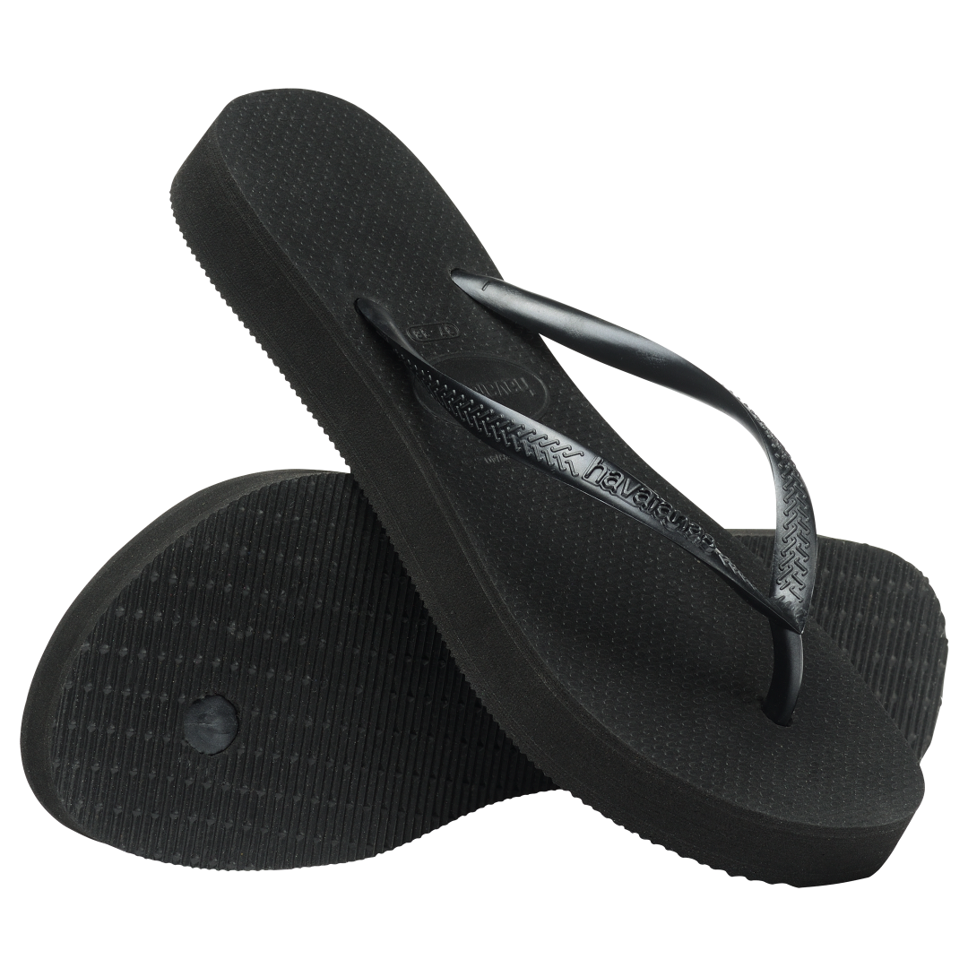 Women's Slim Flatform Flip Flops - Black