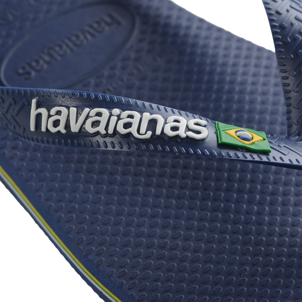 Women's Brazil Logo Flip Flops - Navy Blue