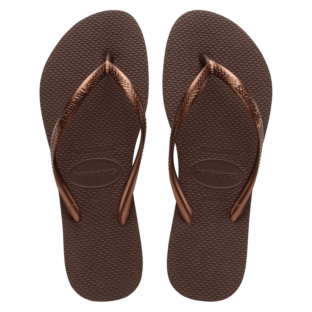 Women's Slim Flip Flops - Dark Brown Metallic