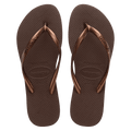Women's Slim Flip Flops - Dark Brown Metallic