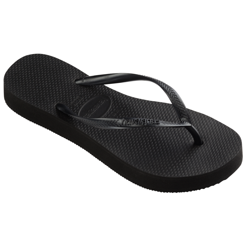 Women's Slim Flatform Flip Flops - Black