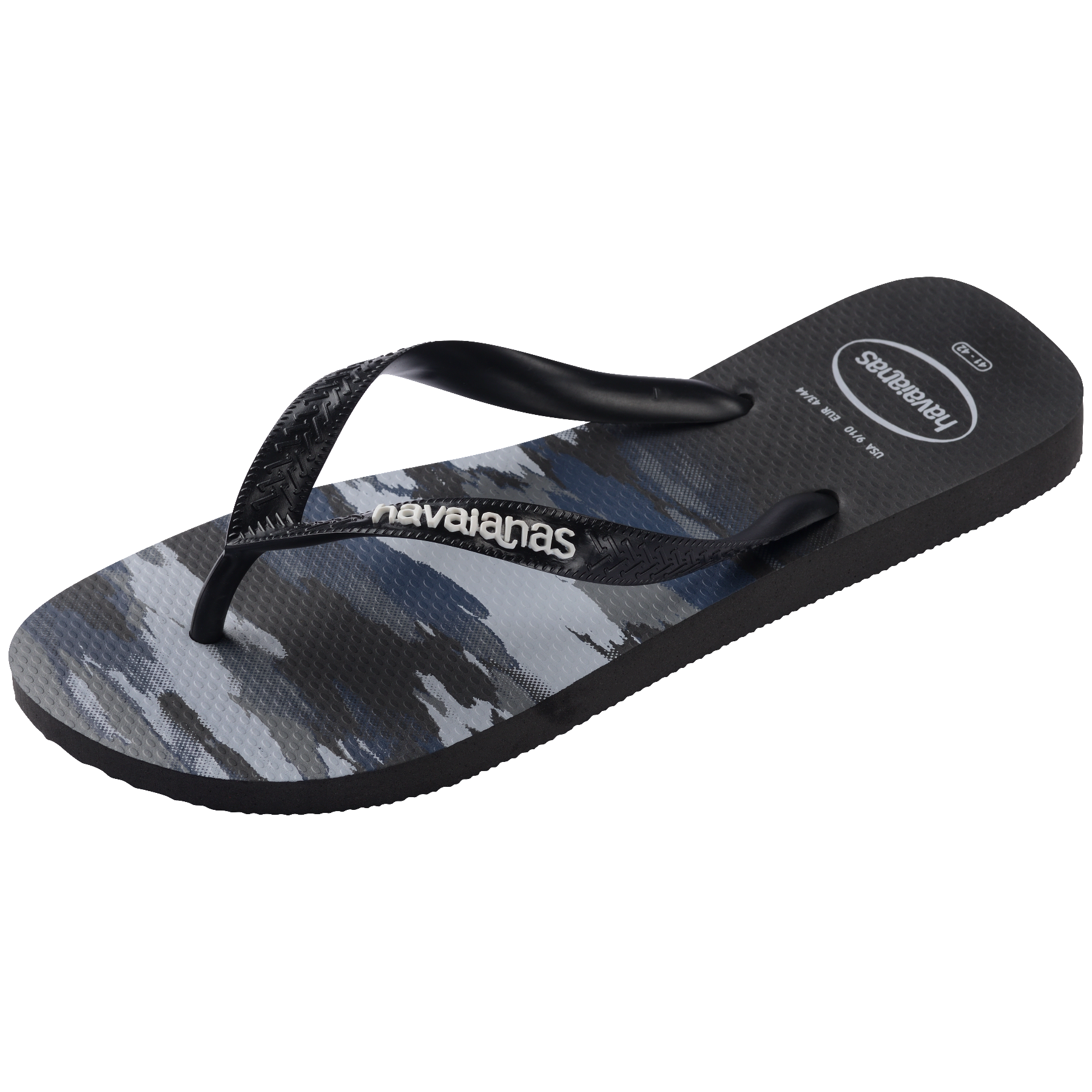 Men's Top Camo Flip Flops - Black/Black/White