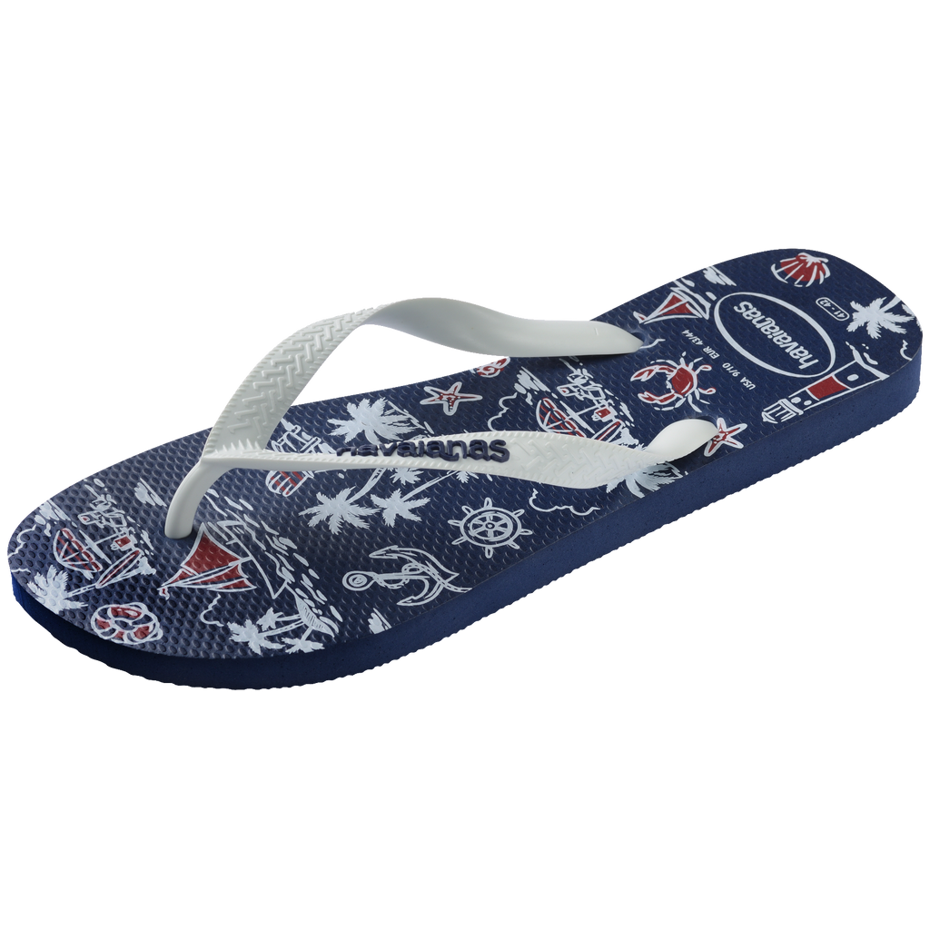 Men's Top Nautical Flip Flops - Navy/Navy/White