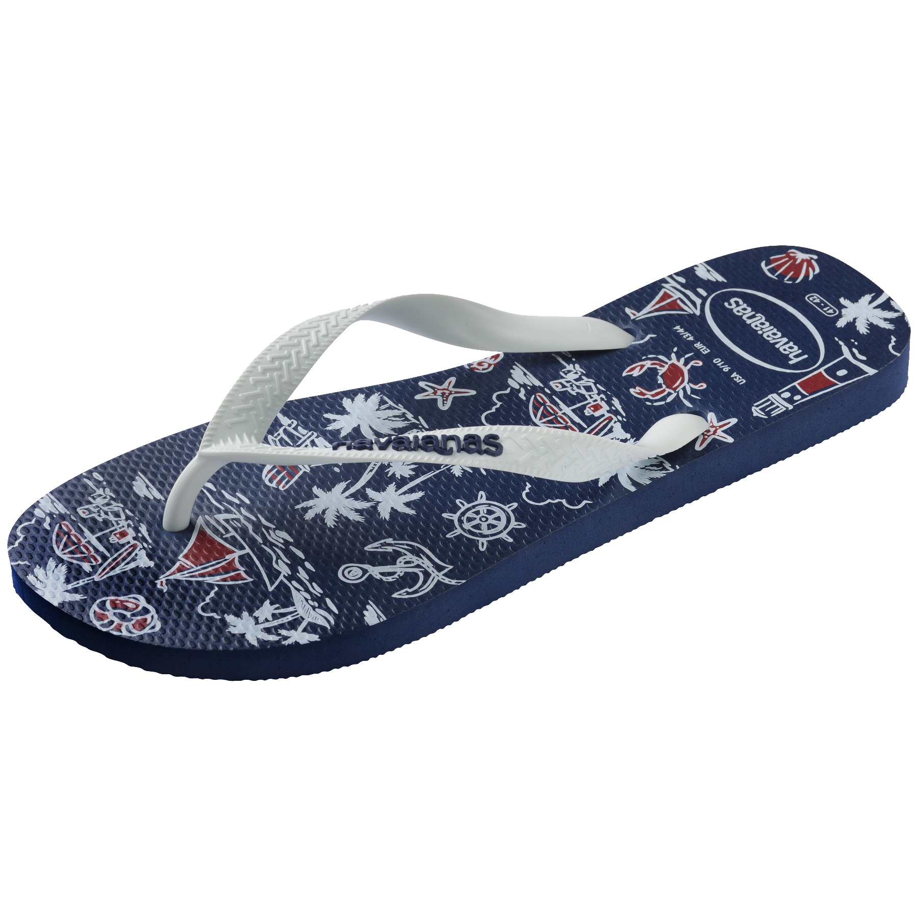 Men's Top Nautical Flip Flops - Navy/Navy/White