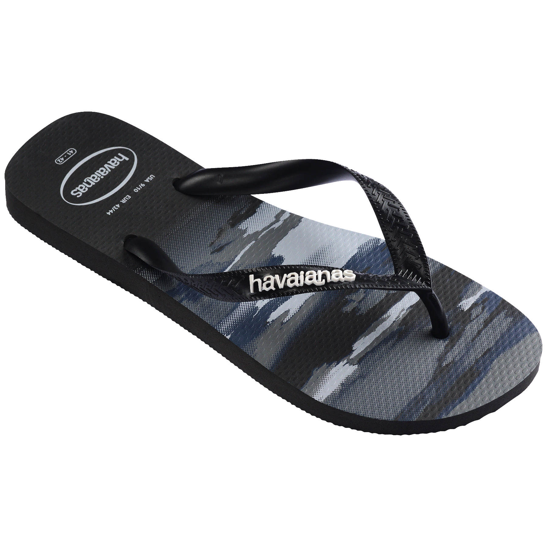 Men's Top Camo Flip Flops - Black/Black/White