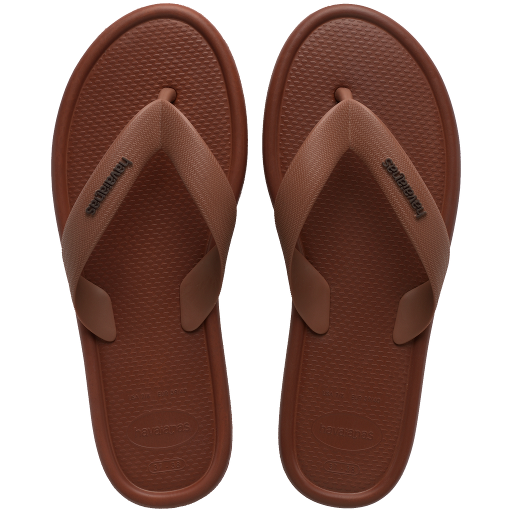 Women's Puffed Up Flip Flops - RUST