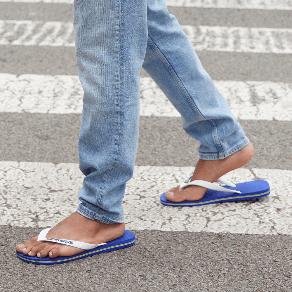 Men's Brazil Logo Flip Flops - Marine Blue