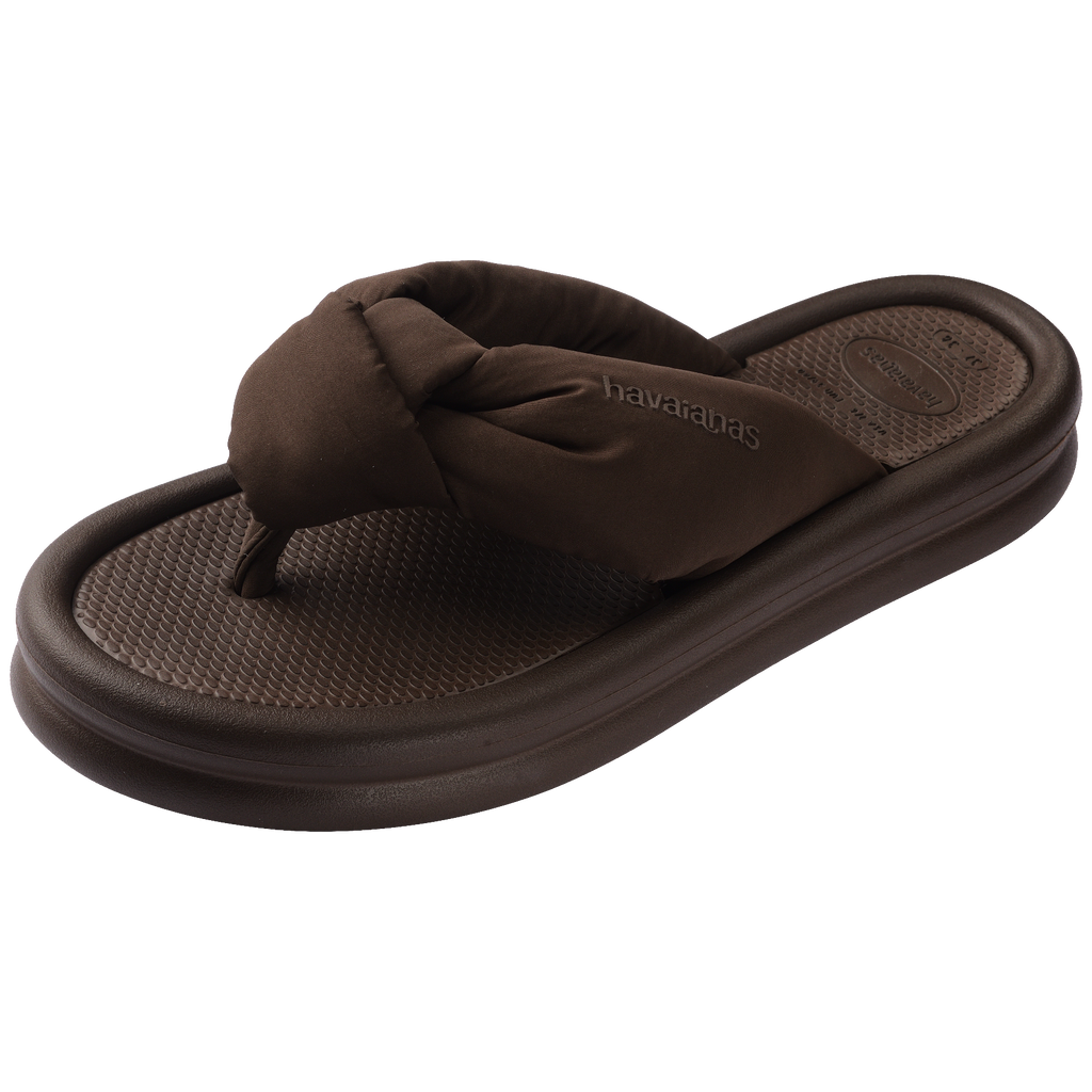 Women's Over Puffed Flip Flops - DARK BROWN