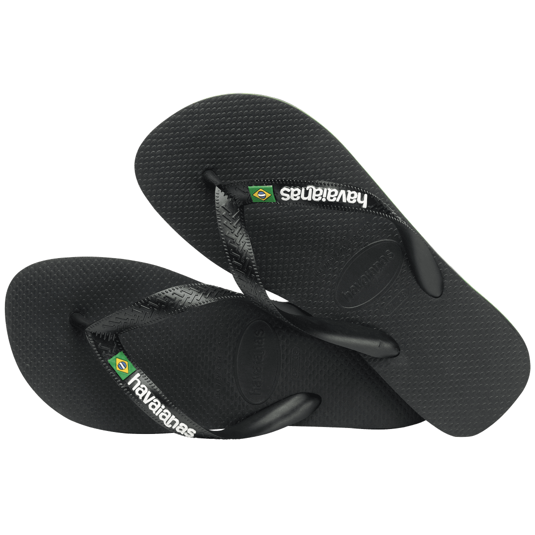 Women's Brazil Logo Flip Flops - Black/Black