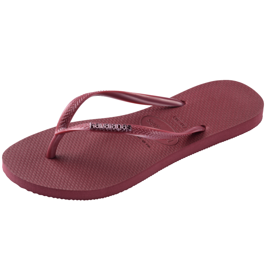 Women's Slim Logo Metallic Flip Flops - Amaranth