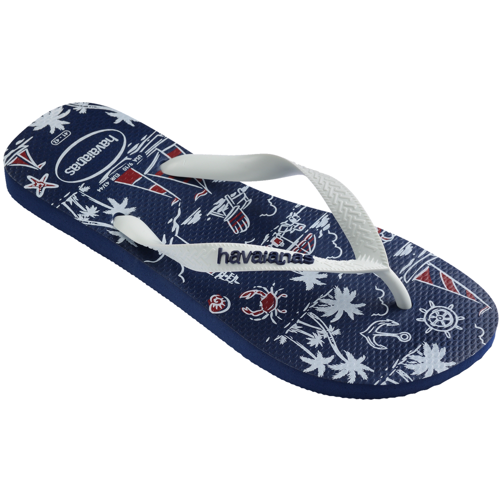 Men's Top Nautical Flip Flops - Navy/Navy/White