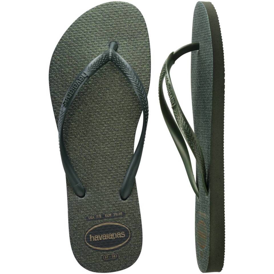 Women's Slim Gloss Flip Flops - Olive Green