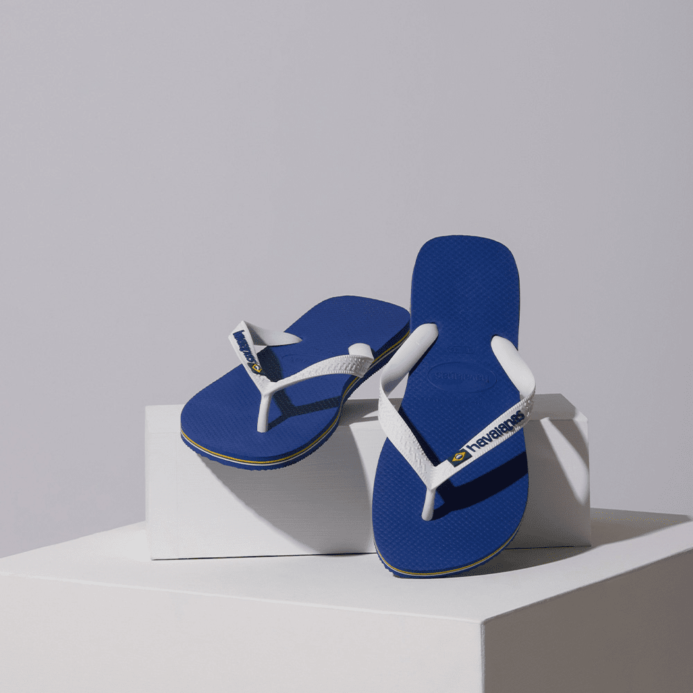 Men's Brazil Logo Flip Flops - Marine Blue