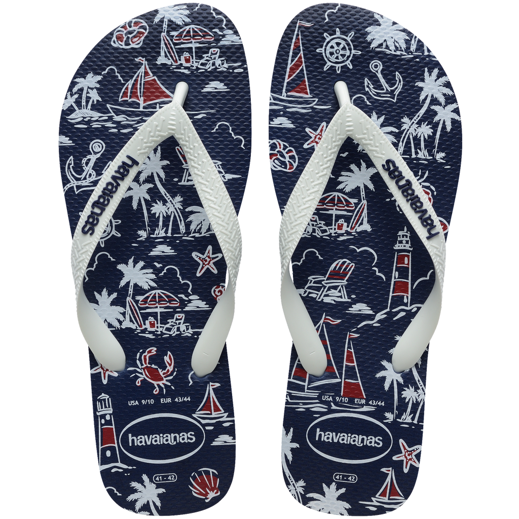 Men's Top Nautical Flip Flops - Navy/Navy/White