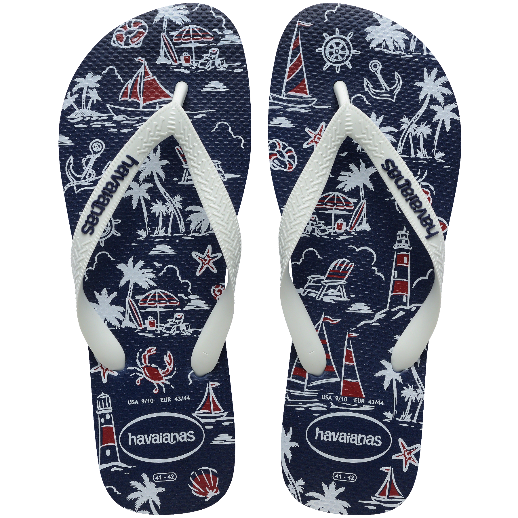 Men's Top Nautical Flip Flops - Navy/Navy/White