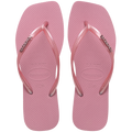 Women's Slim Square Logo Metallic Flip Flops - ROSE CHIFFOM
