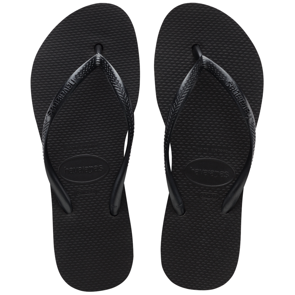 Women's Slim Flatform Flip Flops - Black