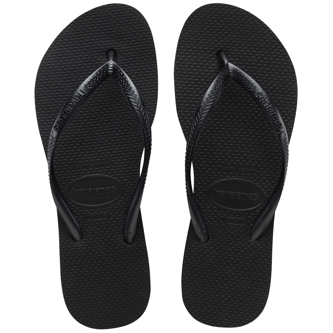 Women's Slim Flatform Flip Flops - Black