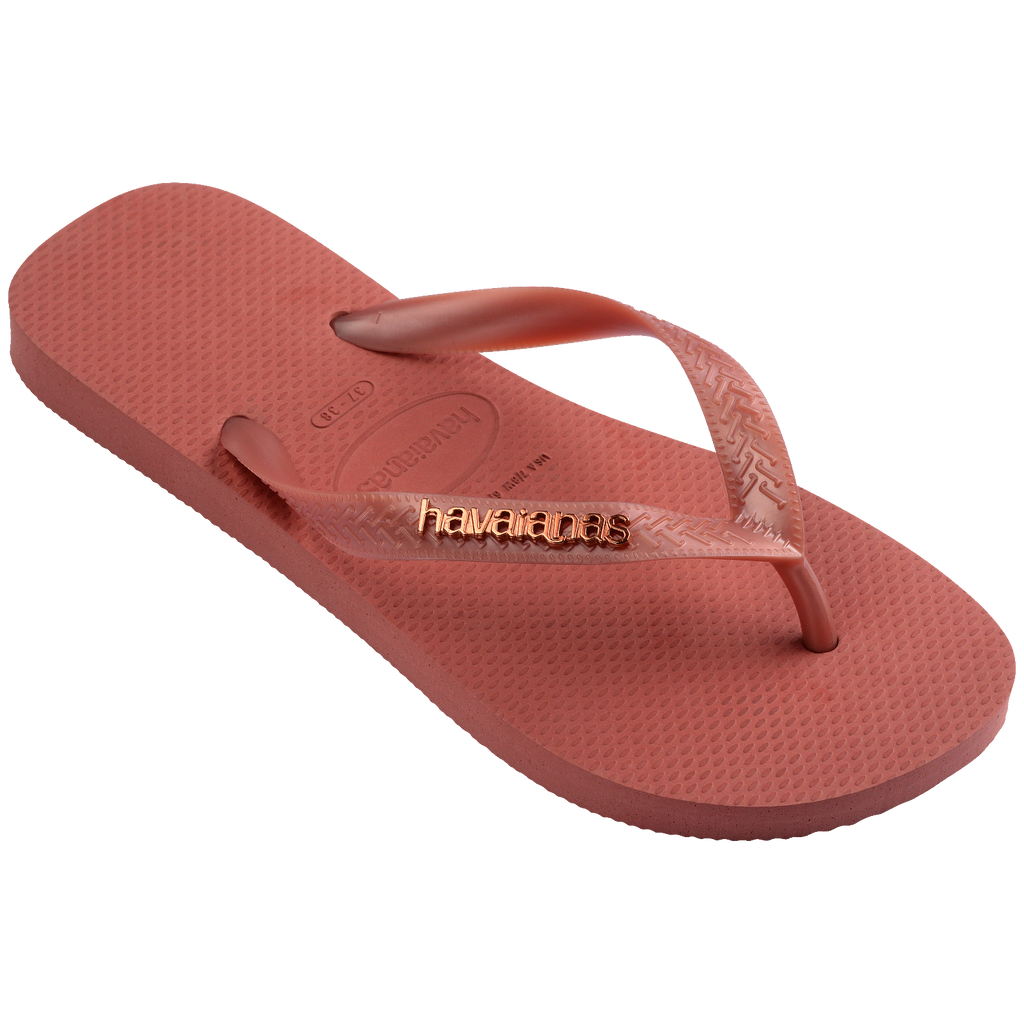 Women's Top Logo Metallic Flip Flops - CANYON CLAY