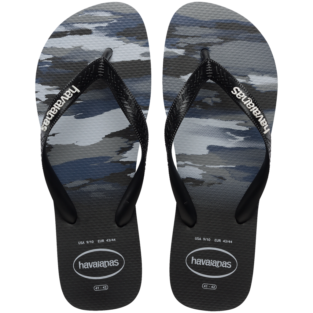 Men's Top Camo Flip Flops - Black/Black/White