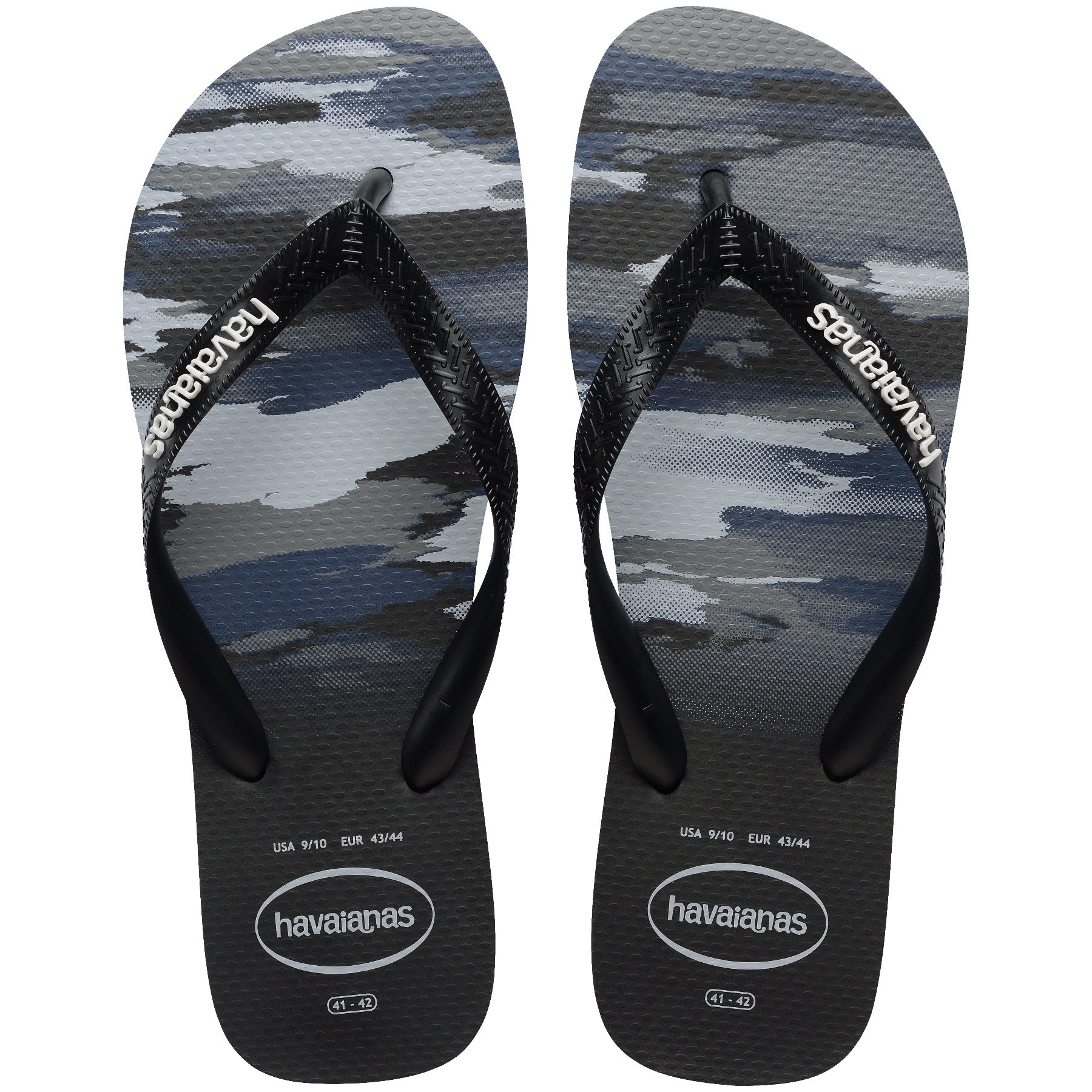 Men's Top Camo Flip Flops - Black/Black/White