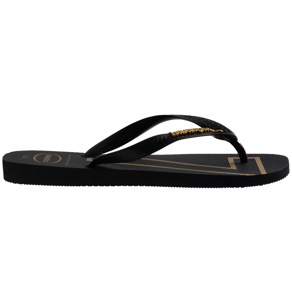 Women's Vini Jr. Golden Top Flip Flops - Black