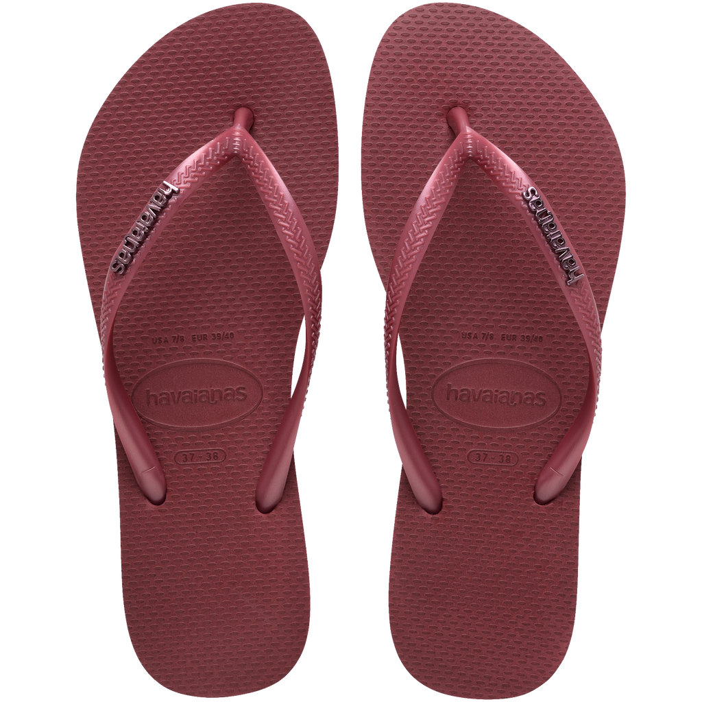Women's Slim Logo Metallic Flip Flops - Amaranth