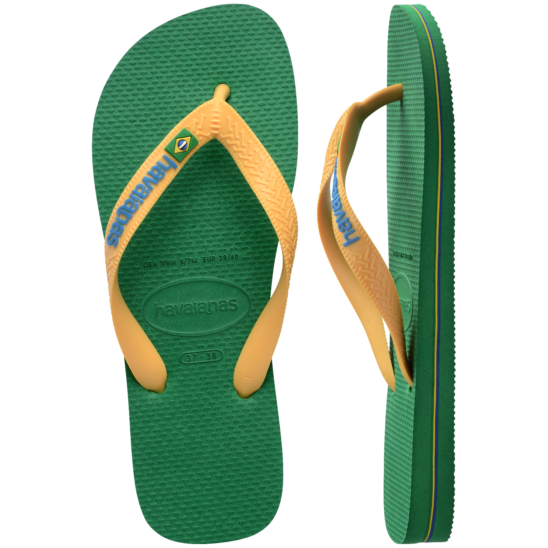 Women's Brazil Logo Flip Flops - GREEN/YELLOW