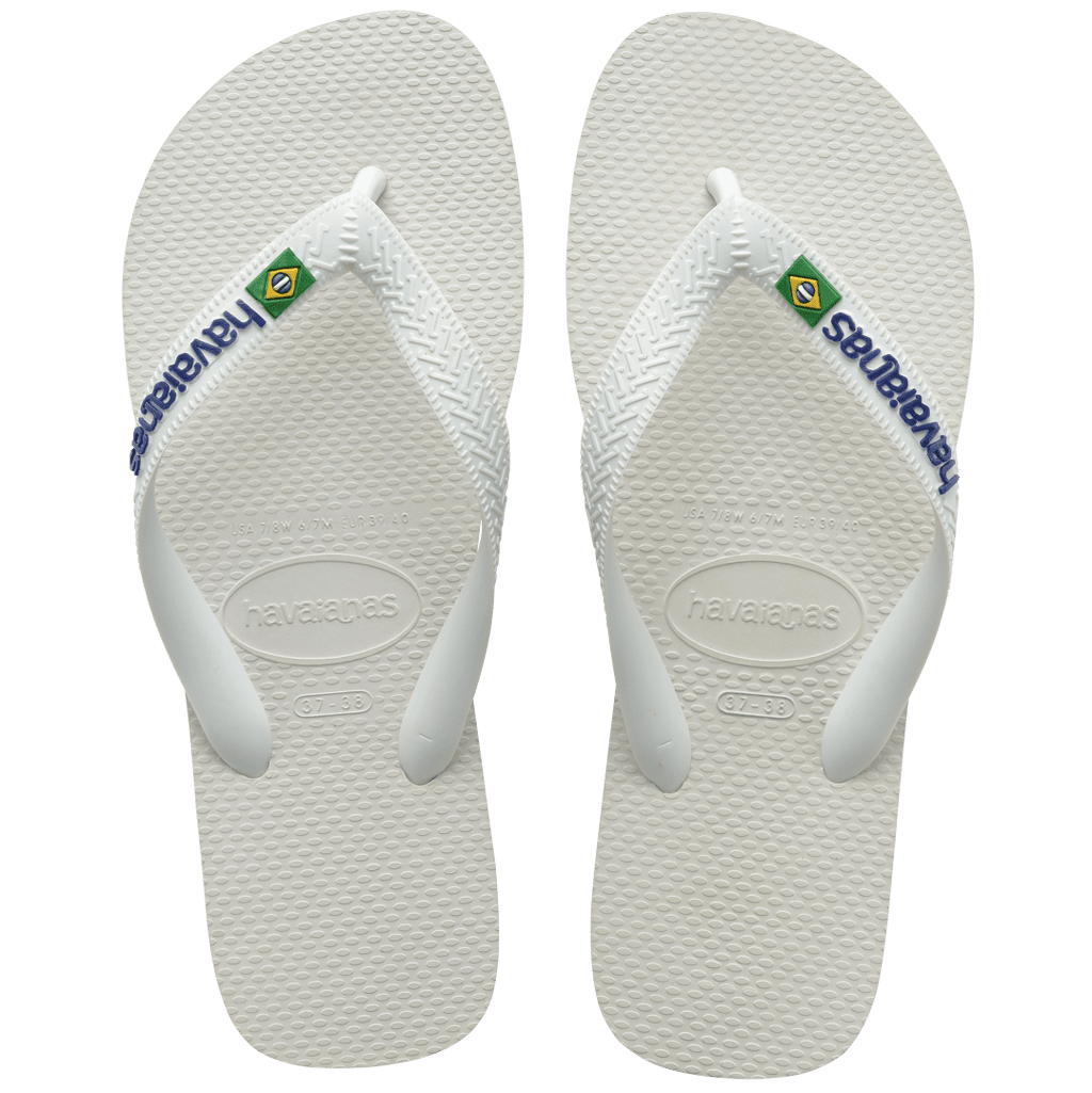 Men's Brazil Logo Flip Flops - White