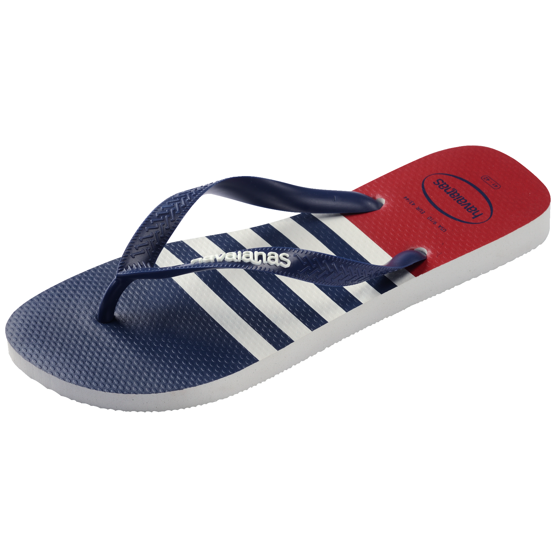 Men's Top Nautical Flip Flops - White/Navy/Red Apache