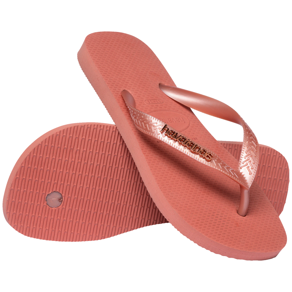 Women's Top Logo Metallic Flip Flops - CANYON CLAY