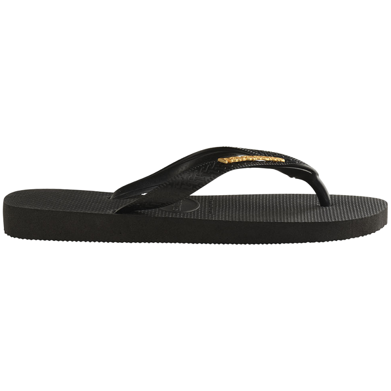 Women's Top Logo Metallic Flip Flops - Black/Black