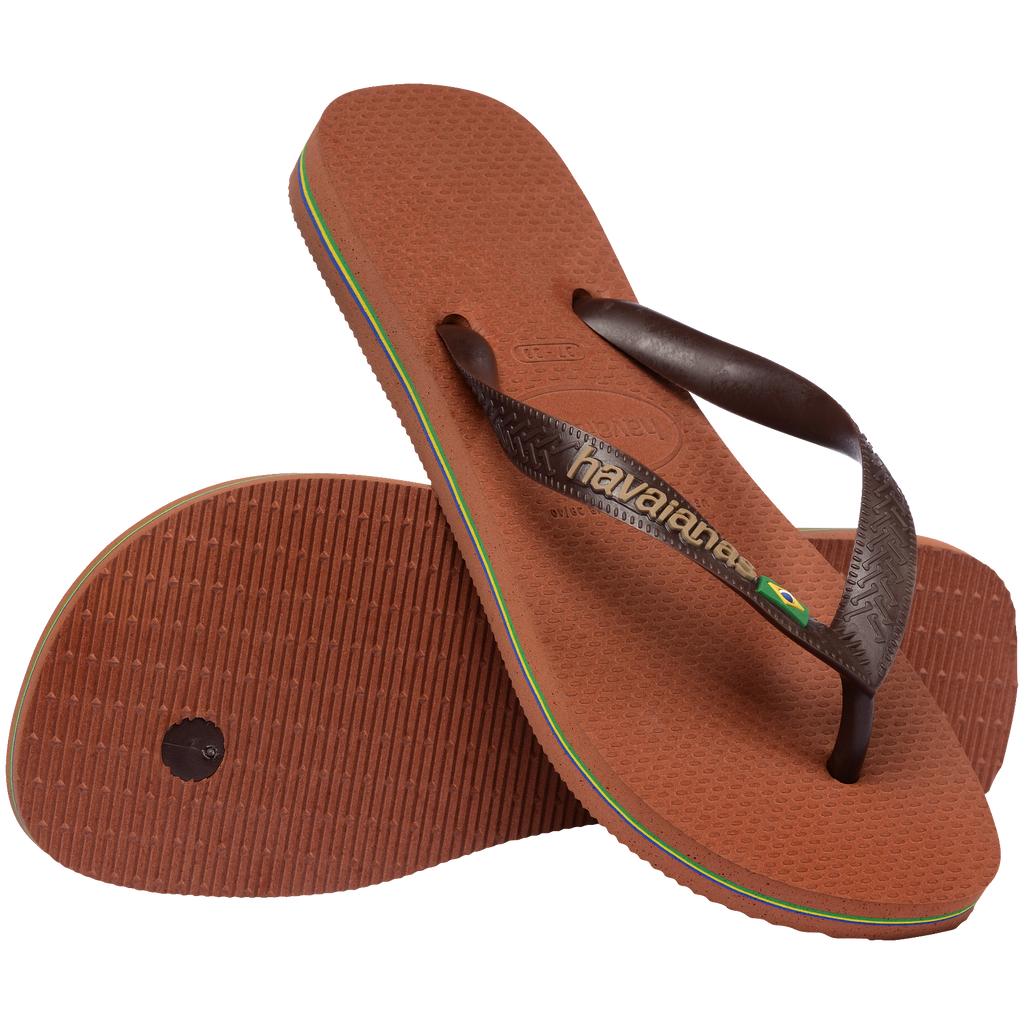 Women's Brazil Logo Flip Flops - RUST/COFFEE