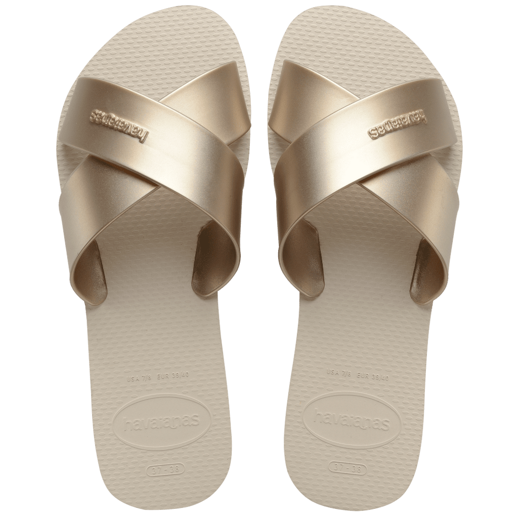 Women's Aqua Metallic Sandals - Beige