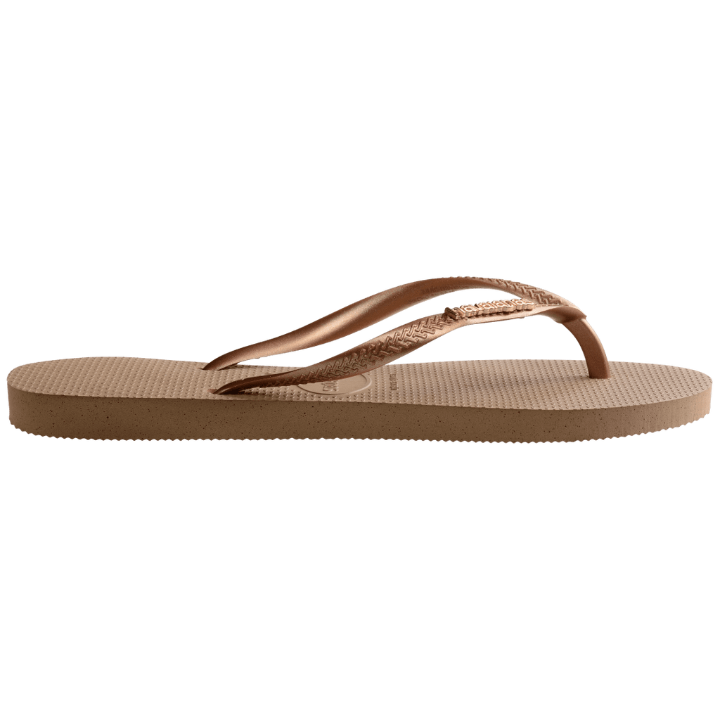 Women's Slim Logo Metallic Flip Flops - Rose Gold