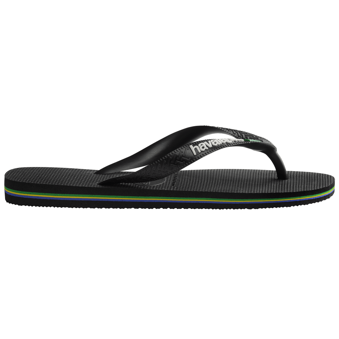 Women's Brazil Logo Flip Flops - Black/Black
